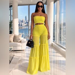 Glitz Beaute “Golden Muse” Smocked Pant Set ✨